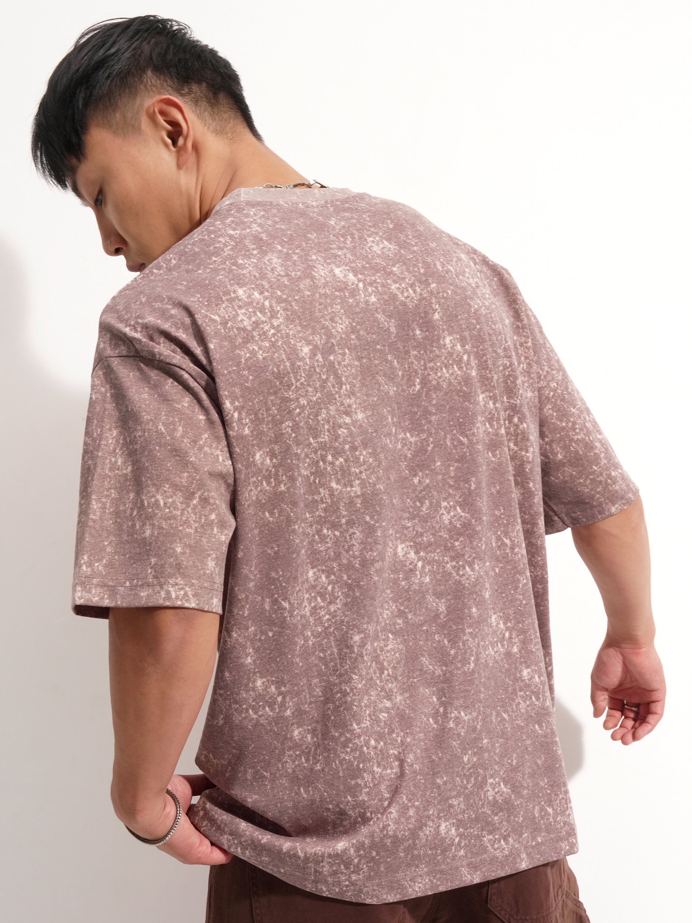 Highlander Men Purple Printed Round Neck Oversized Fit T-Shirt - Purple - Image 3
