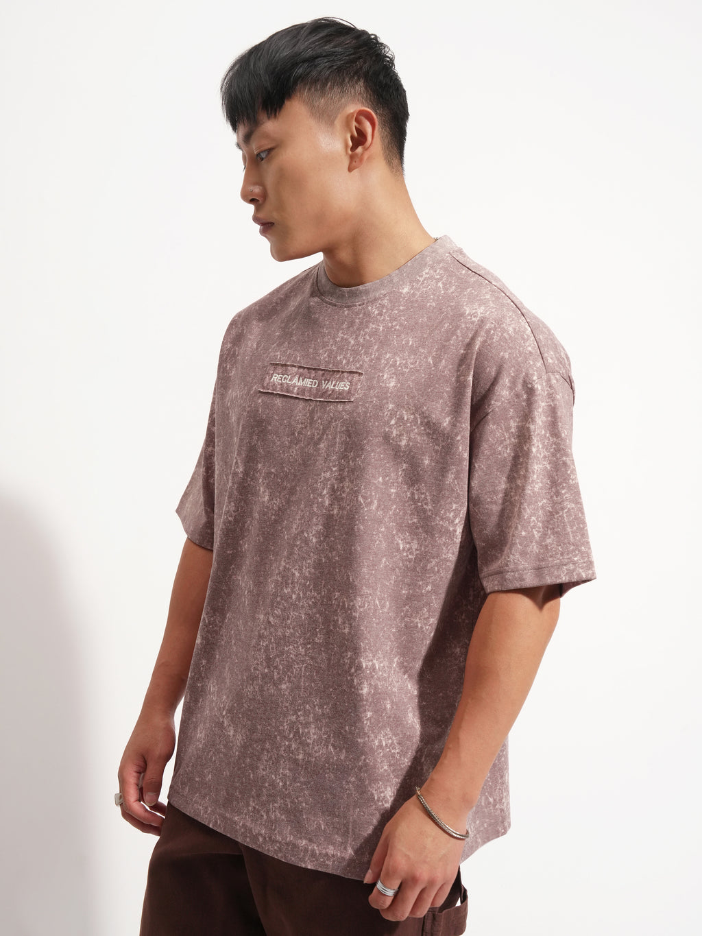 Highlander Men Purple Printed Round Neck Oversized Fit T-Shirt - Purple - Image 4