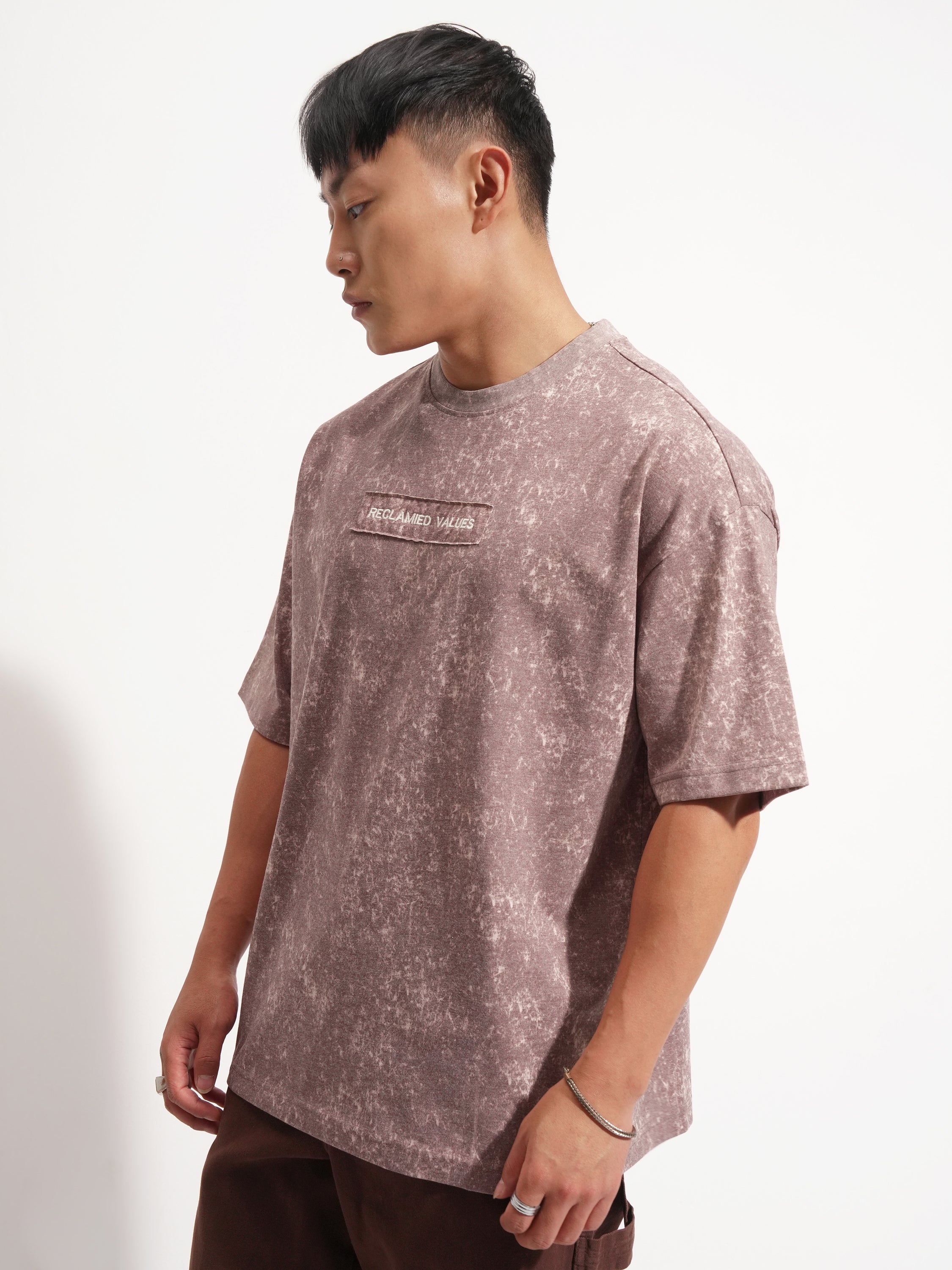 Highlander Men Purple Printed Round Neck Oversized Fit T-Shirt - Purple - Image 4