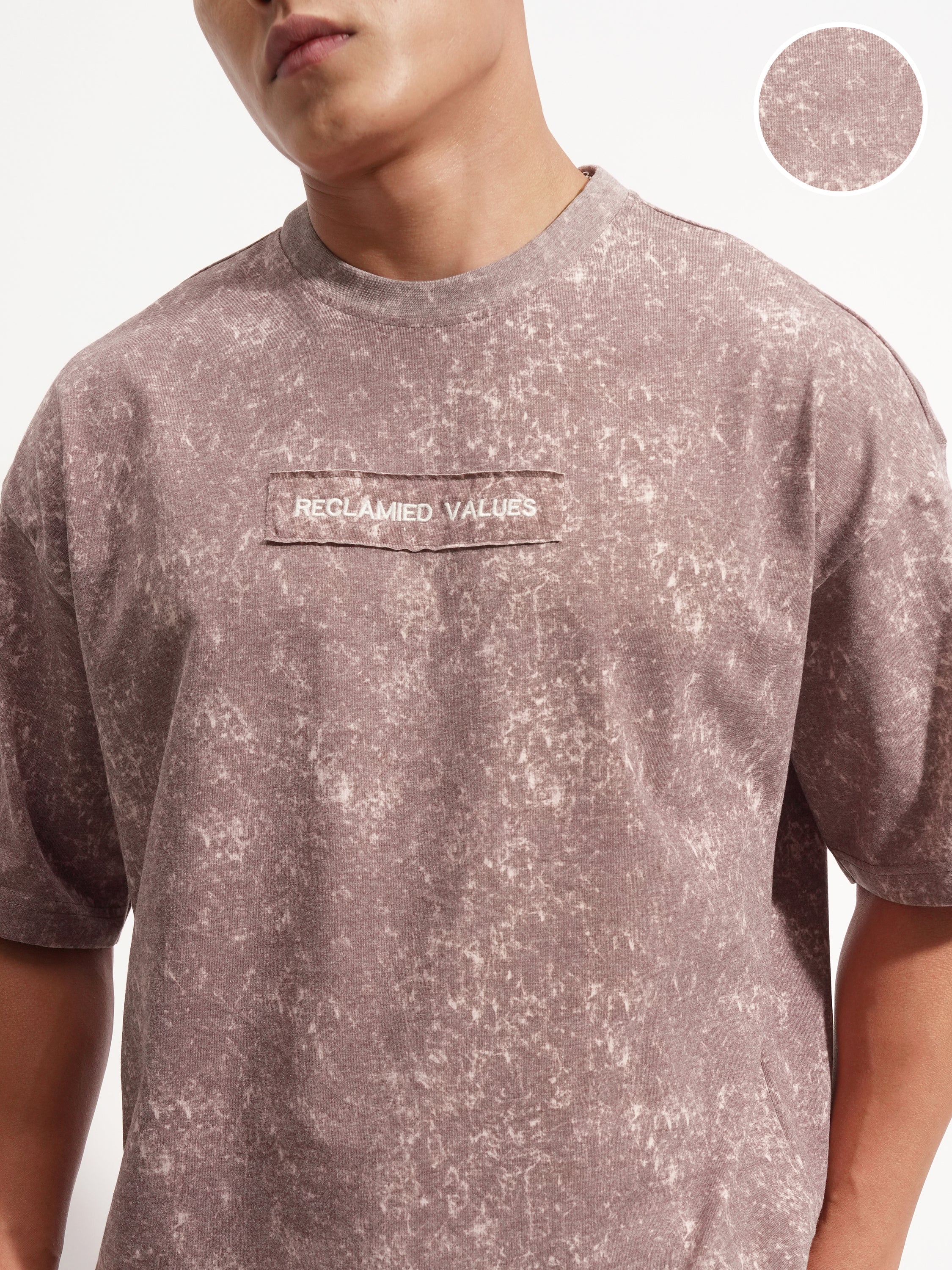 Highlander Men Purple Printed Round Neck Oversized Fit T-Shirt - Purple - Image 5