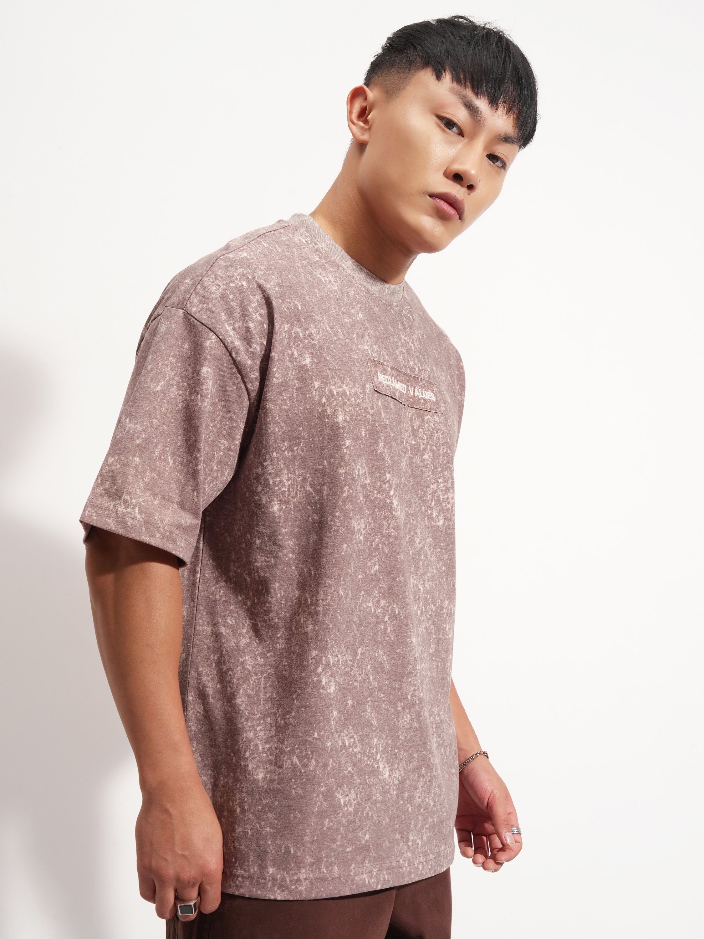 Highlander Men Purple Printed Round Neck Oversized Fit T-Shirt - Purple - Image 6