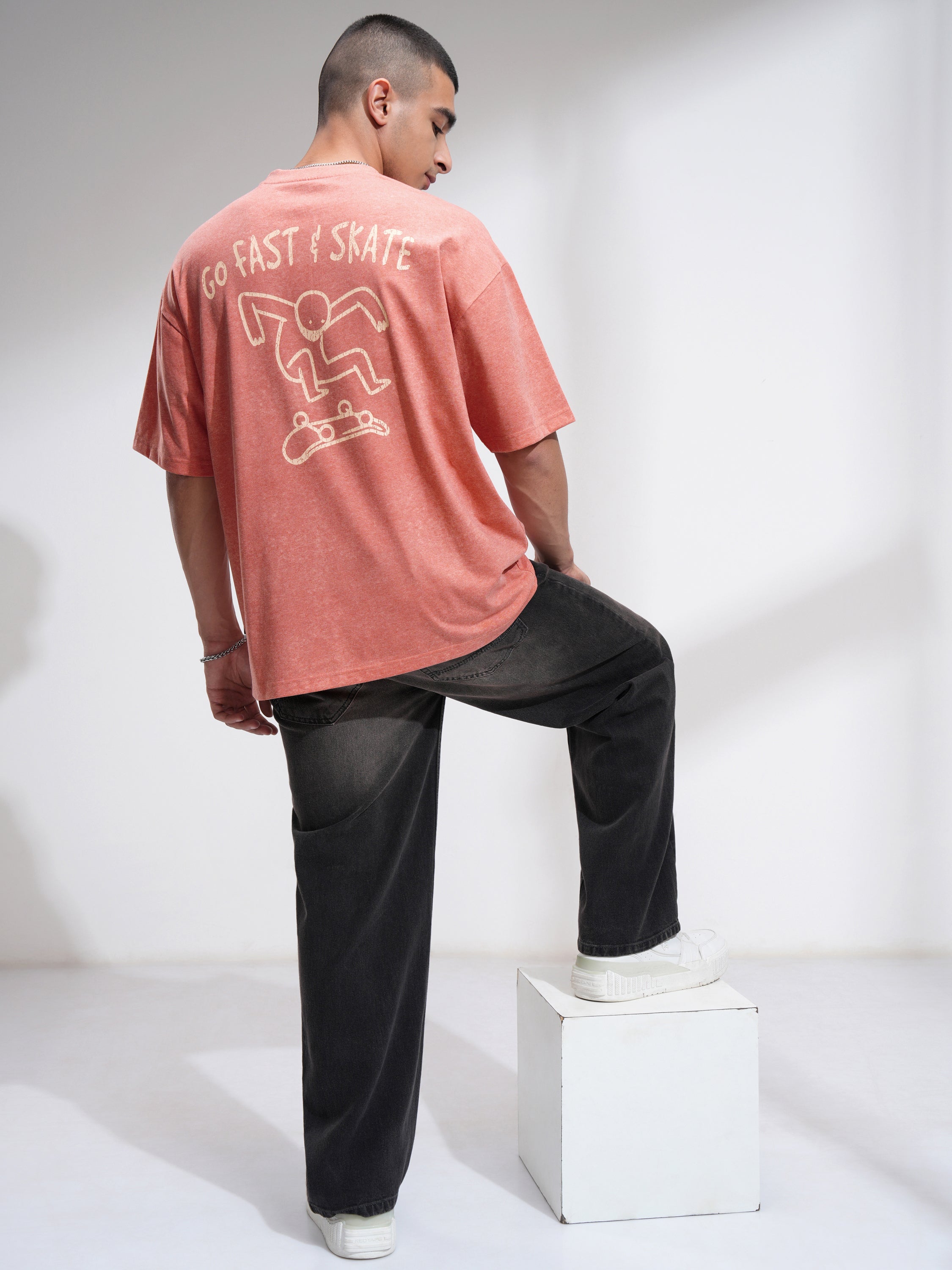 Highlander Men Rust Printed Round Neck Oversized Fit T-Shirt - Rust - Image 2