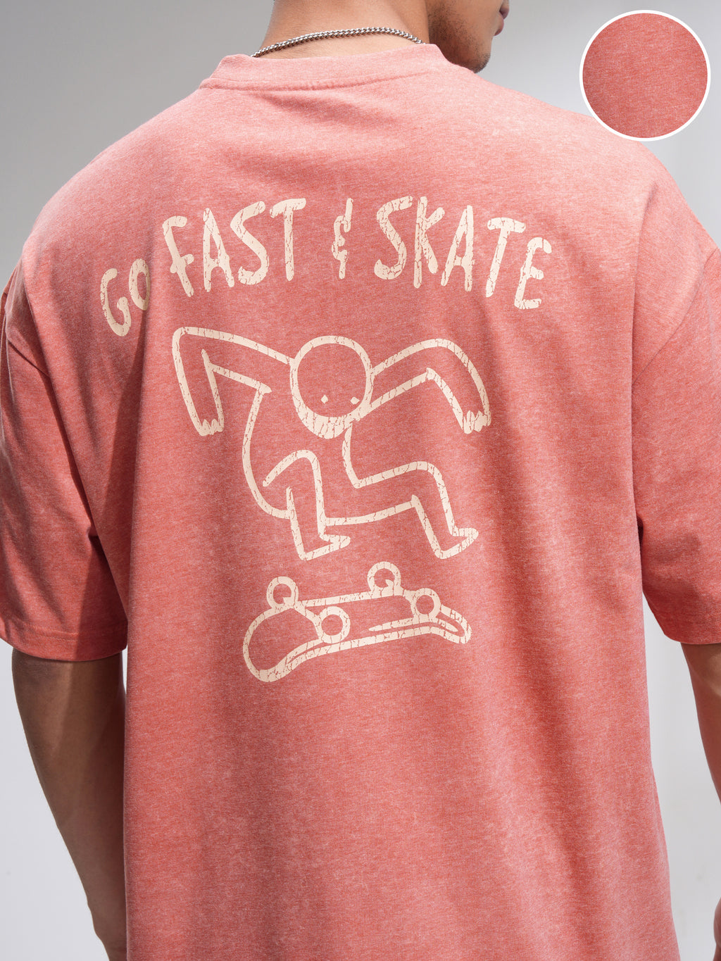 Highlander Men Rust Printed Round Neck Oversized Fit T-Shirt - Rust - Image 5