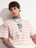 Highlander Men Pink Printed Round Neck Oversized Fit T-Shirt - Pink - Image 1