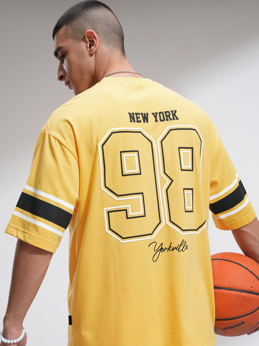 Highlander Men Yellow Printed Round Neck Oversized Fit T-Shirt - Yellow - Image 1