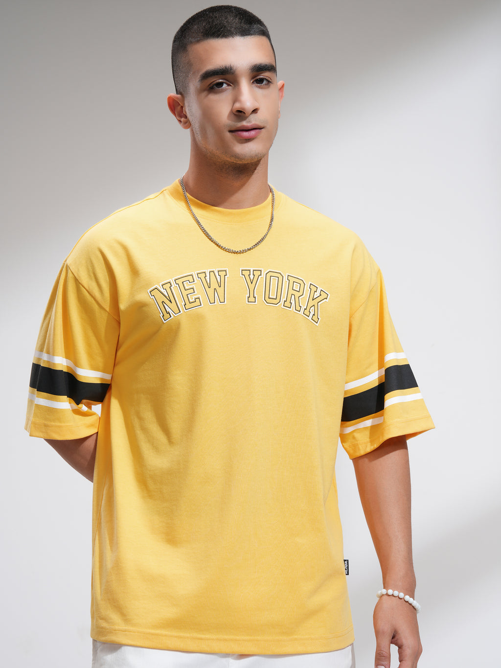 Highlander Men Yellow Printed Round Neck Oversized Fit T-Shirt - Yellow - Image 3