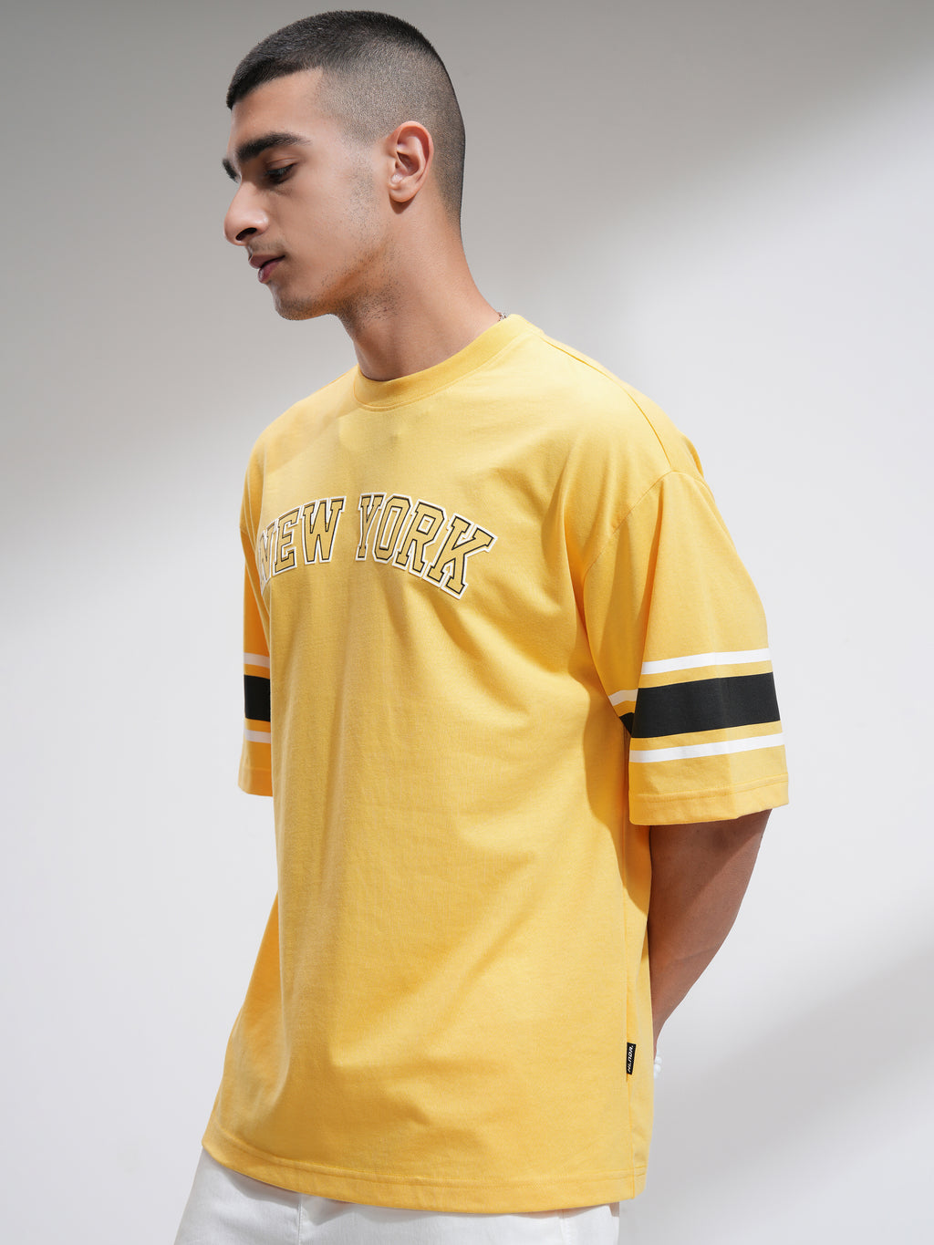 Highlander Men Yellow Printed Round Neck Oversized Fit T-Shirt - Yellow - Image 4