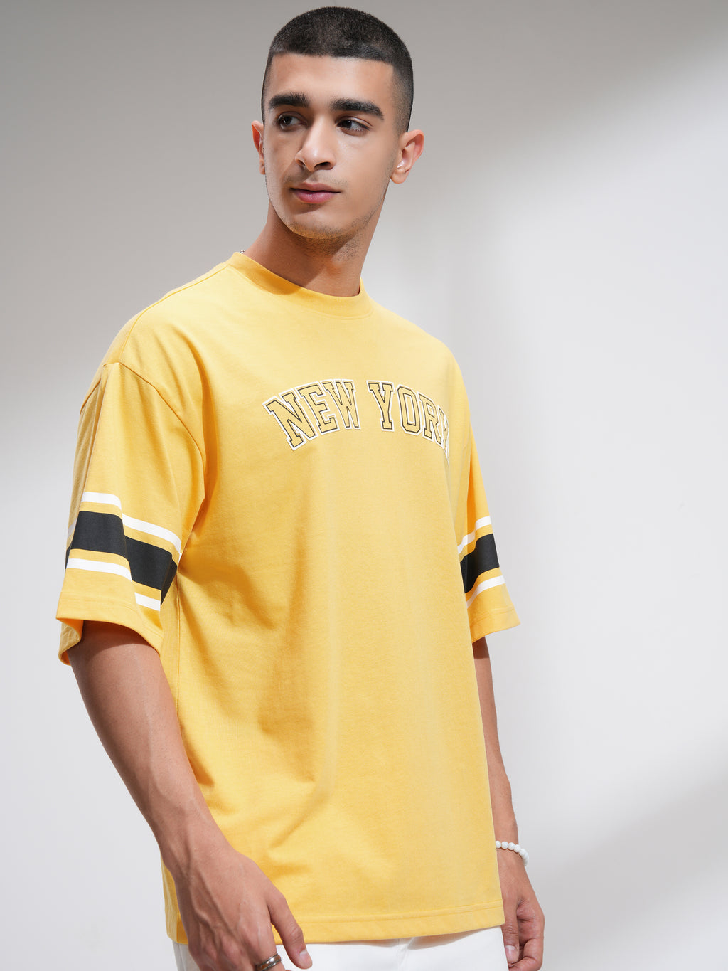 Highlander Men Yellow Printed Round Neck Oversized Fit T-Shirt - Yellow - Image 6