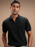 Highlander Men Black Self Design Polo Collar T-Shirt - Black - Image 1