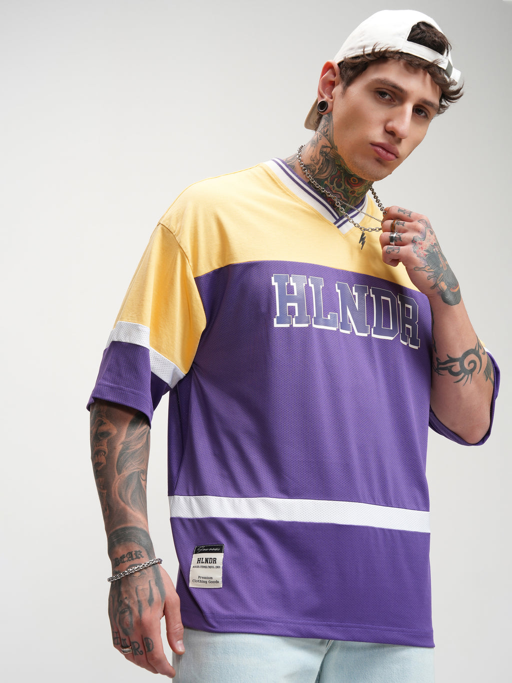 Highlander Men Yellow Printed V-Neck Oversized Fit T-Shirt - Yellow - Image 6