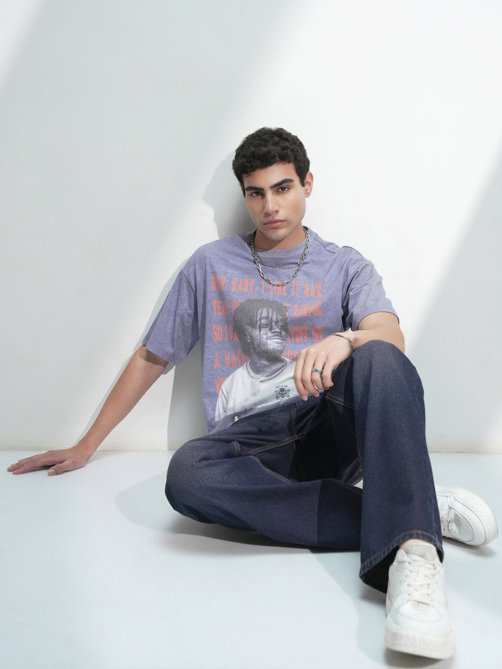 Highlander Men Lavender Printed Round Neck Relaxed Fit T-Shirt - Lavender - Image 2