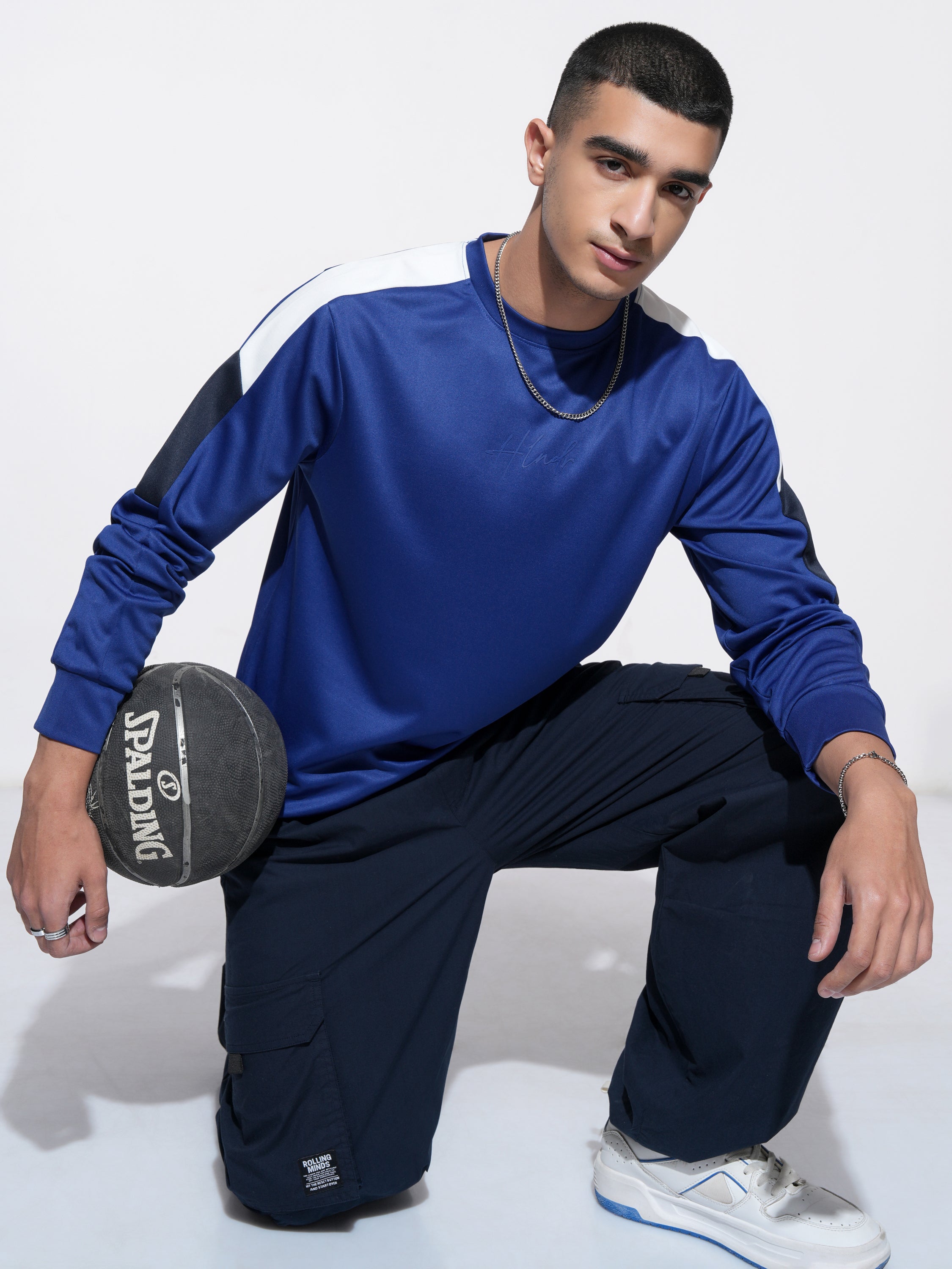 Highlander Men Blue Solid Round Neck Relaxed Fit T-Shirt - Blue - Image 2