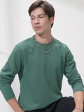 Highlander Men Teal Self Design Round Neck Relaxed Fit T-Shirt - Teal - Image 1