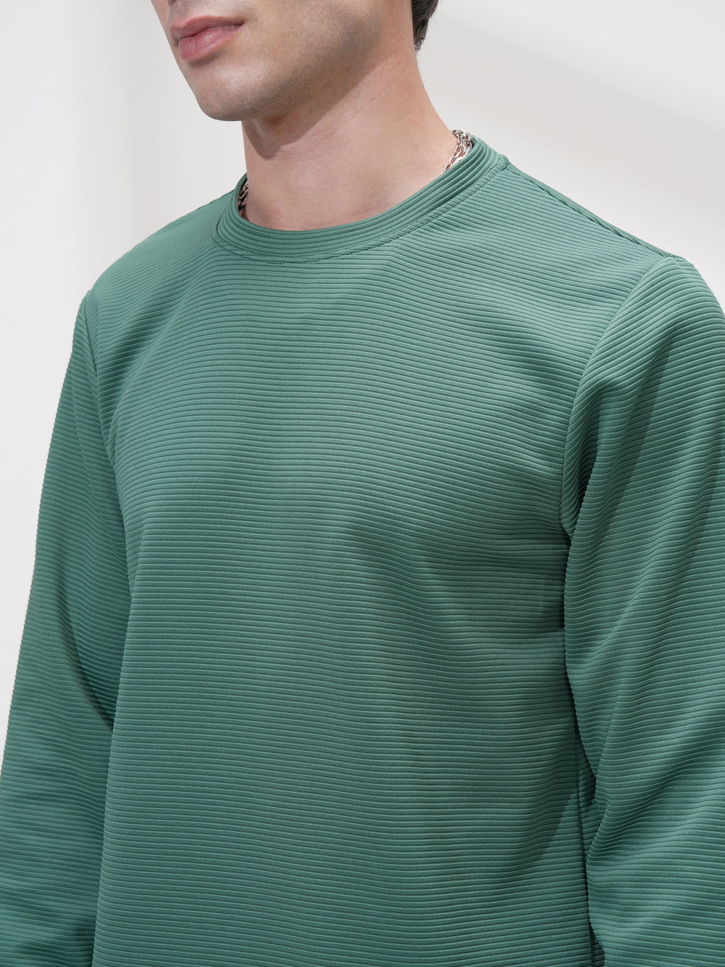Highlander Men Teal Self Design Round Neck Relaxed Fit T-Shirt - Teal - Image 5
