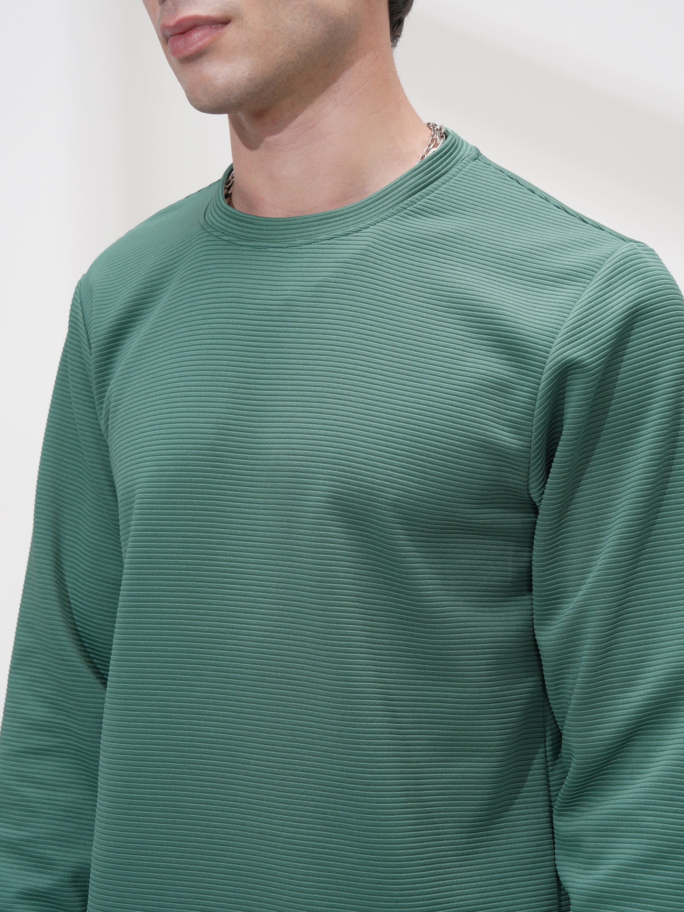 Highlander Men Teal Self Design Round Neck Relaxed Fit T-Shirt - Teal - Image 5