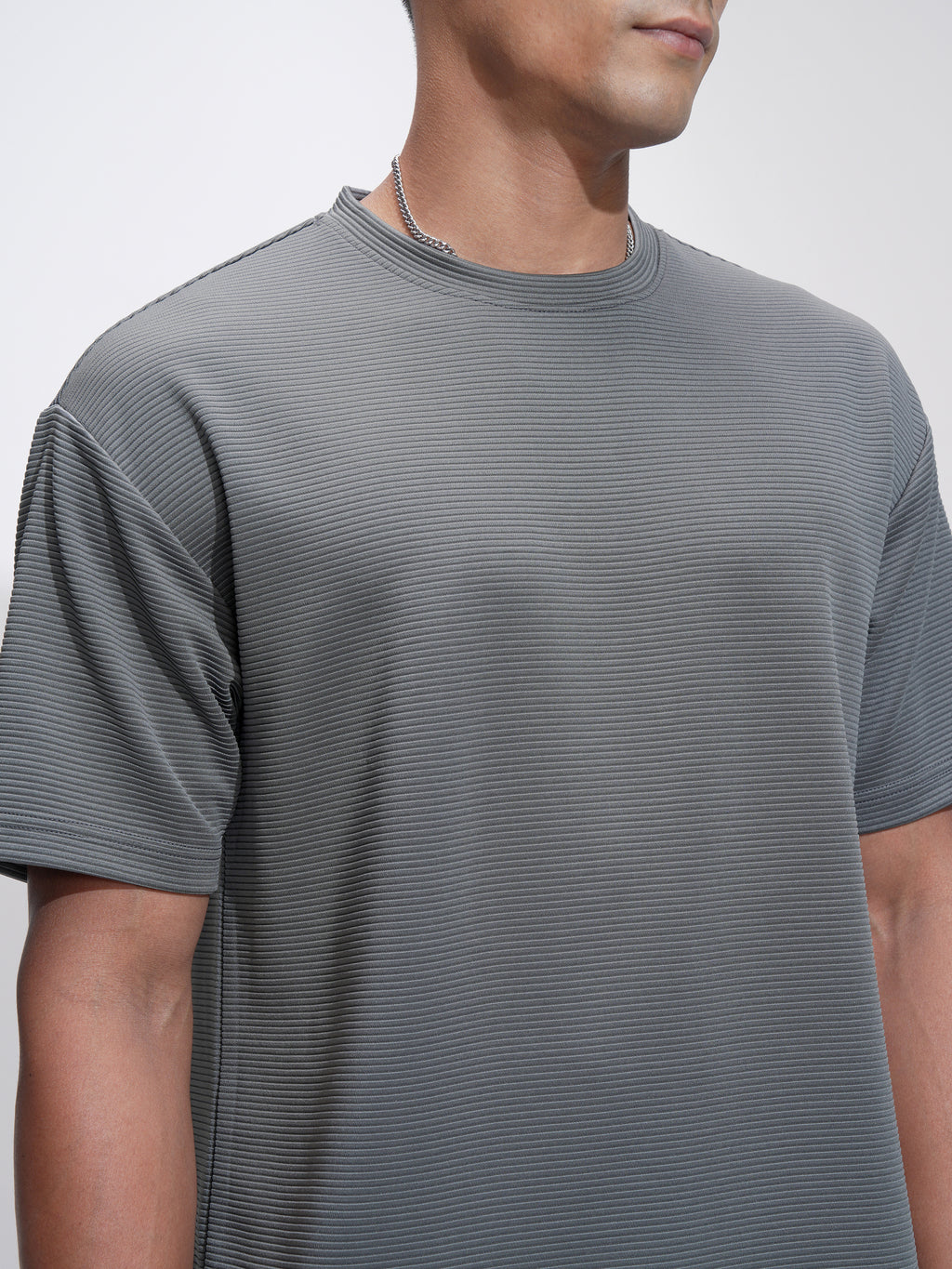 Highlander Men Grey Self Design Relaxed Fit T-Shirt - Grey - Image 5