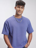 Highlander Men Purple Self Design Relaxed Fit T-Shirt - Purple - Image 1