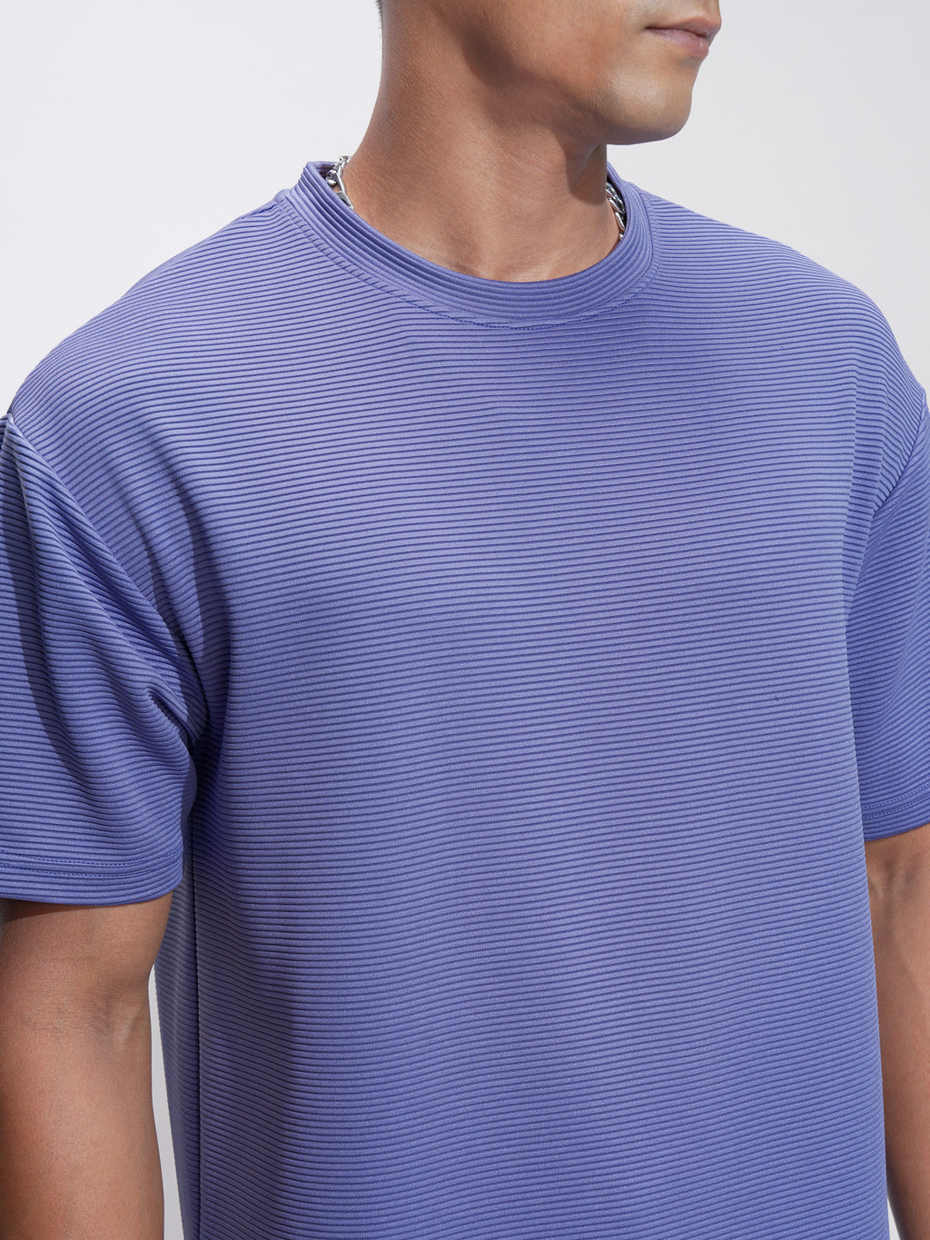 Highlander Men Purple Self Design Relaxed Fit T-Shirt - Purple - Image 5