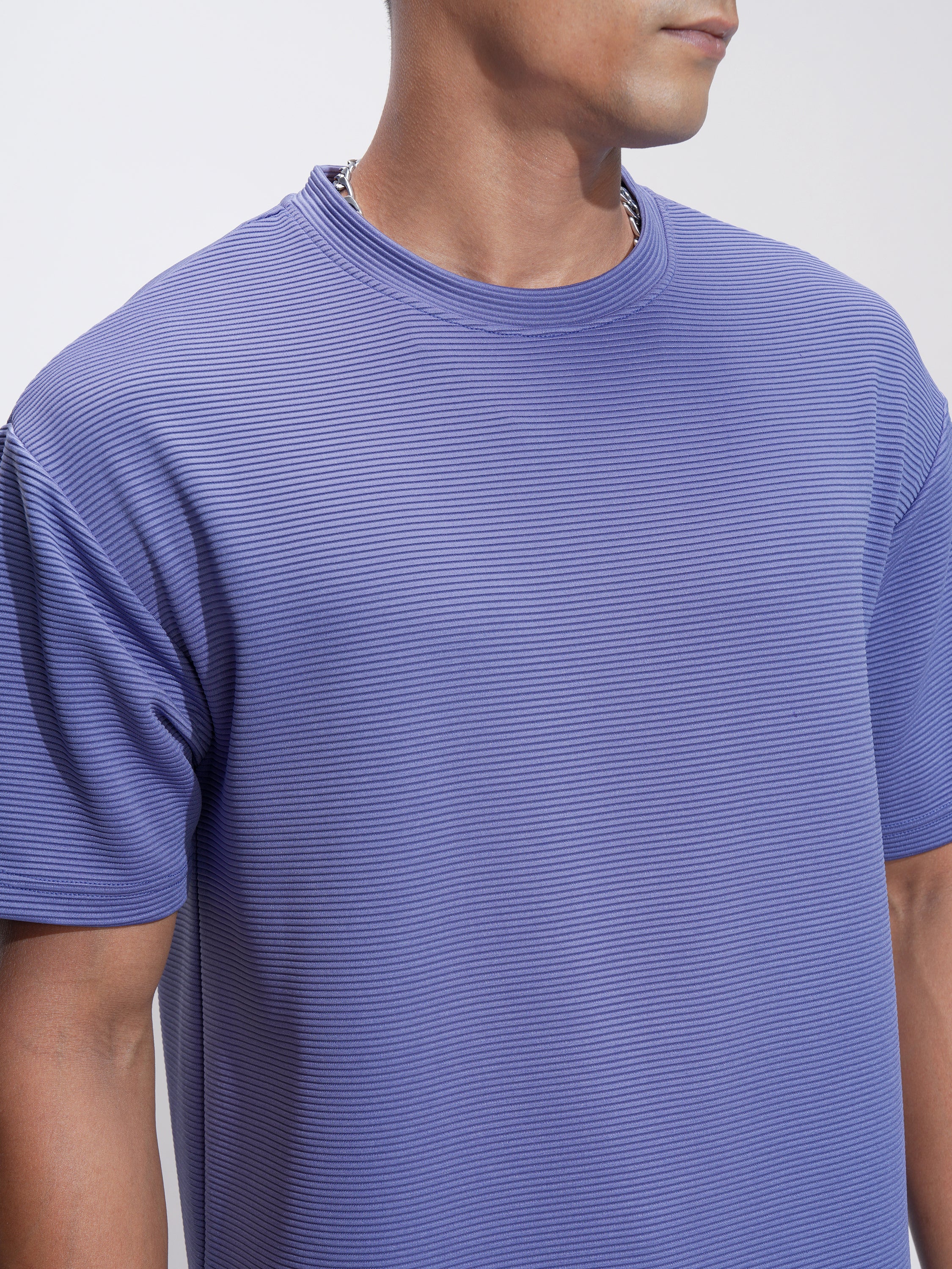 Highlander Men Purple Self Design Relaxed Fit T-Shirt - Purple - Image 5