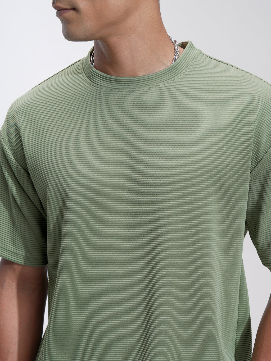 Highlander Men Olive Self Design Relaxed Fit T-Shirt - Olive - Image 5