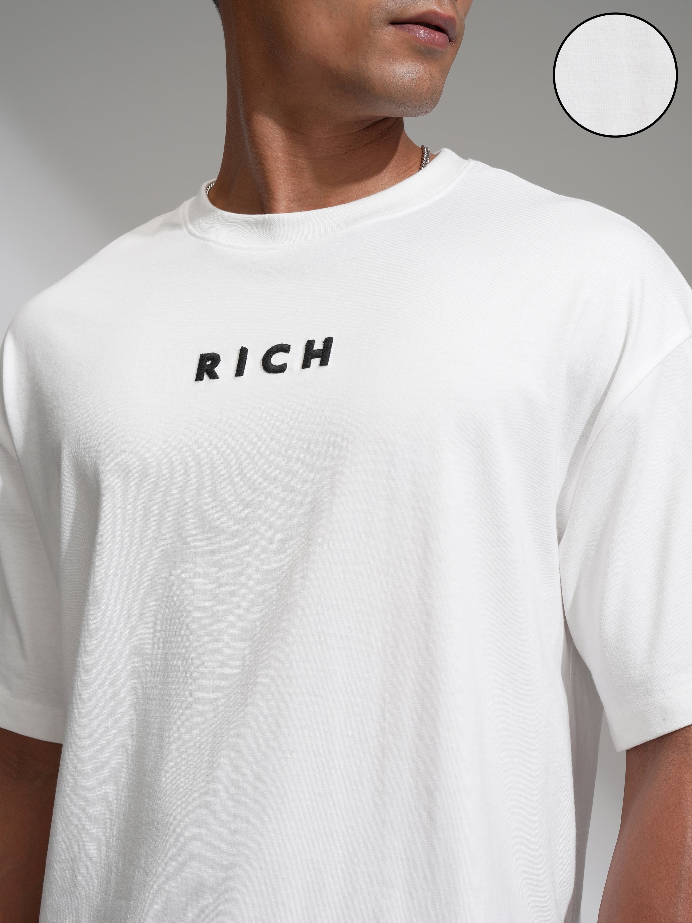 Highlander Men White Printed Round Neck Oversized Fit T-Shirt - White - Image 5