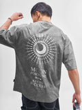 Highlander Men Black Printed Round Neck Oversized Fit T-Shirt - Black - Image 1