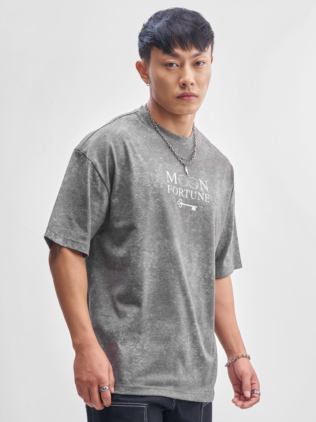Highlander Men Black Printed Round Neck Oversized Fit T-Shirt - Black - Image 6