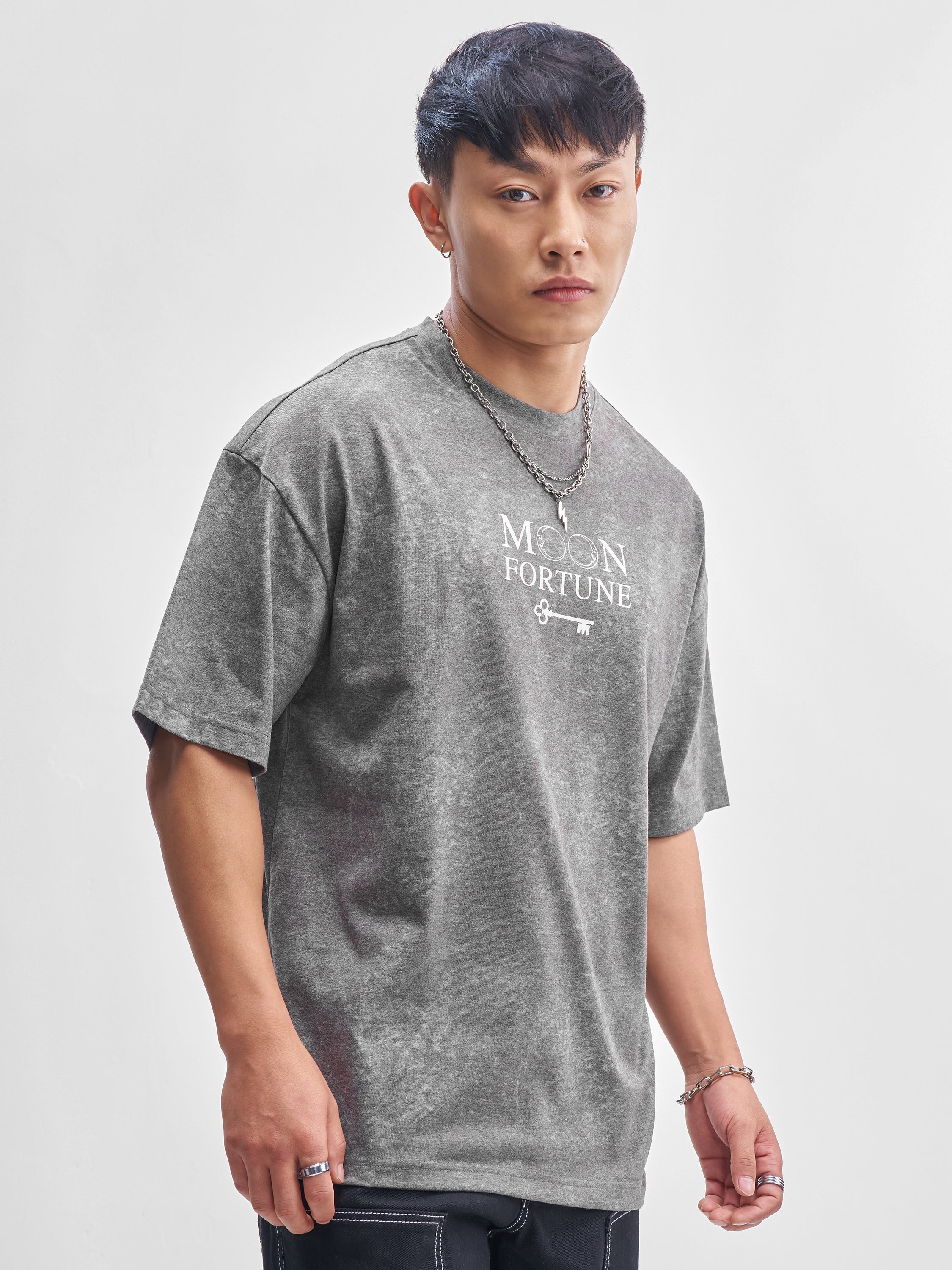 Highlander Men Black Printed Round Neck Oversized Fit T-Shirt - Black - Image 6