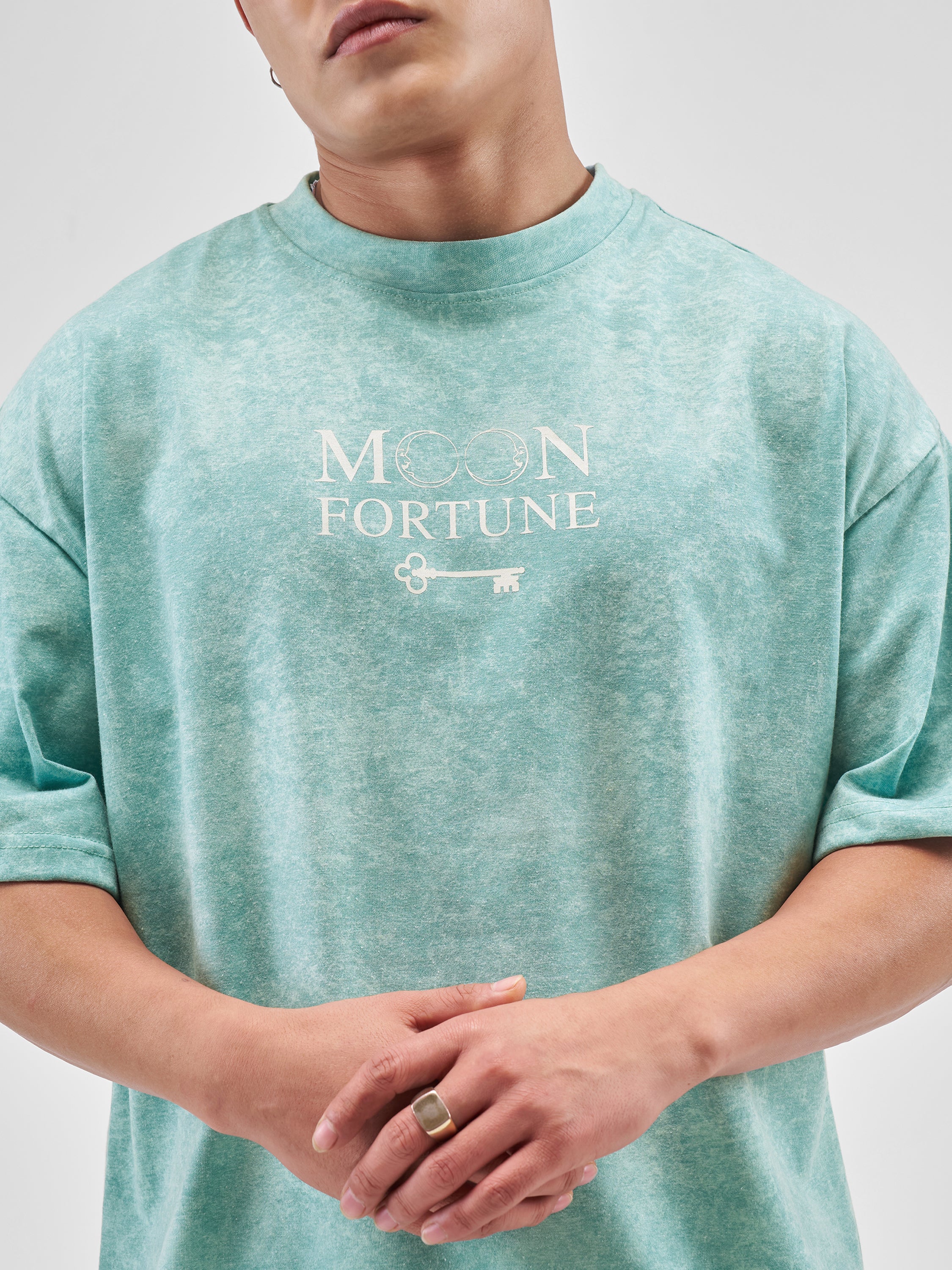 Highlander Men Green Printed Round Neck Oversized Fit T-Shirt - Green - Image 6