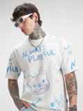Highlander Men Off White Printed Round Neck Oversized Fit T-Shirt - Off White - Image 1