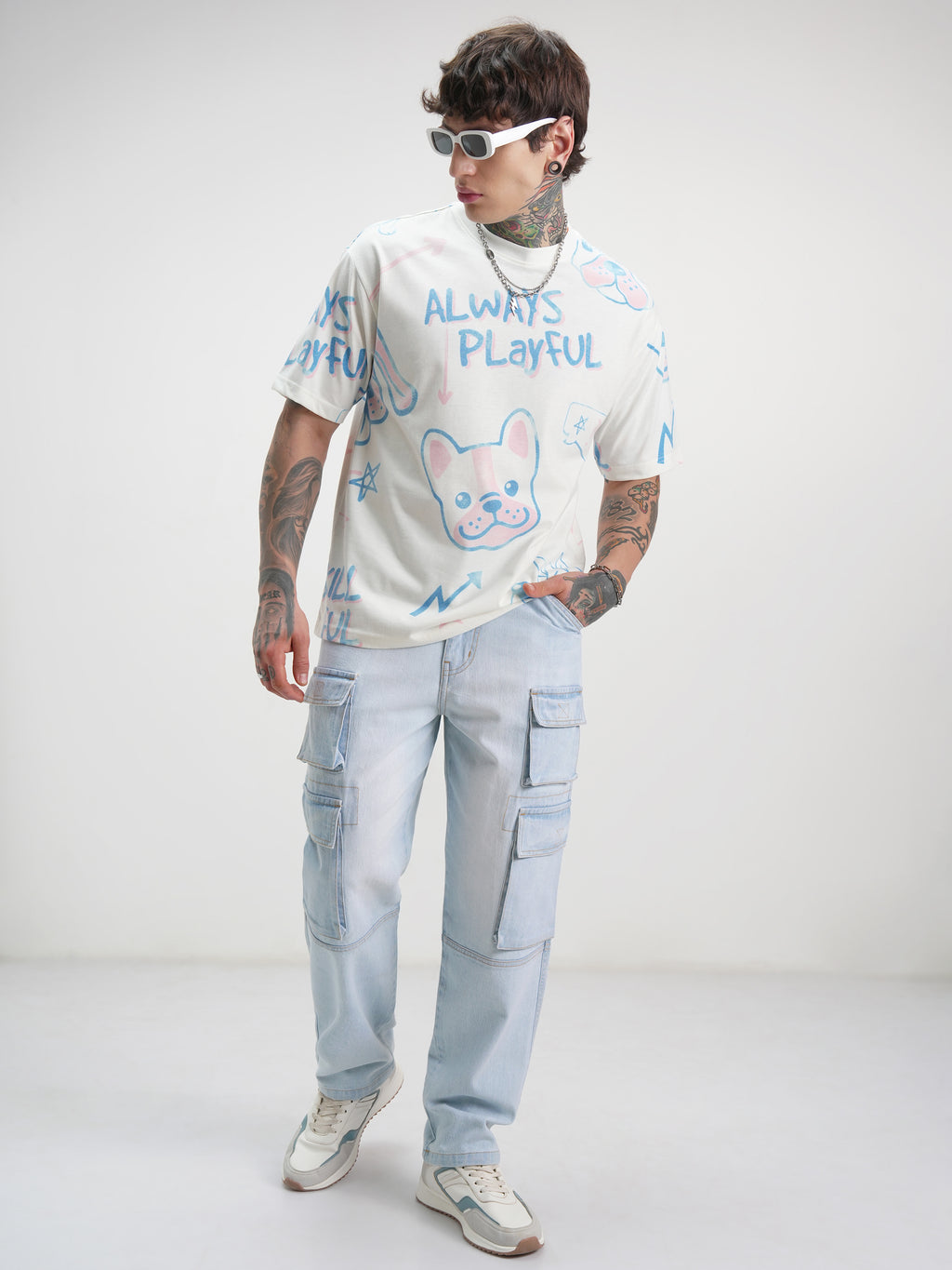 Highlander Men Off White Printed Round Neck Oversized Fit T-Shirt - Off White - Image 2
