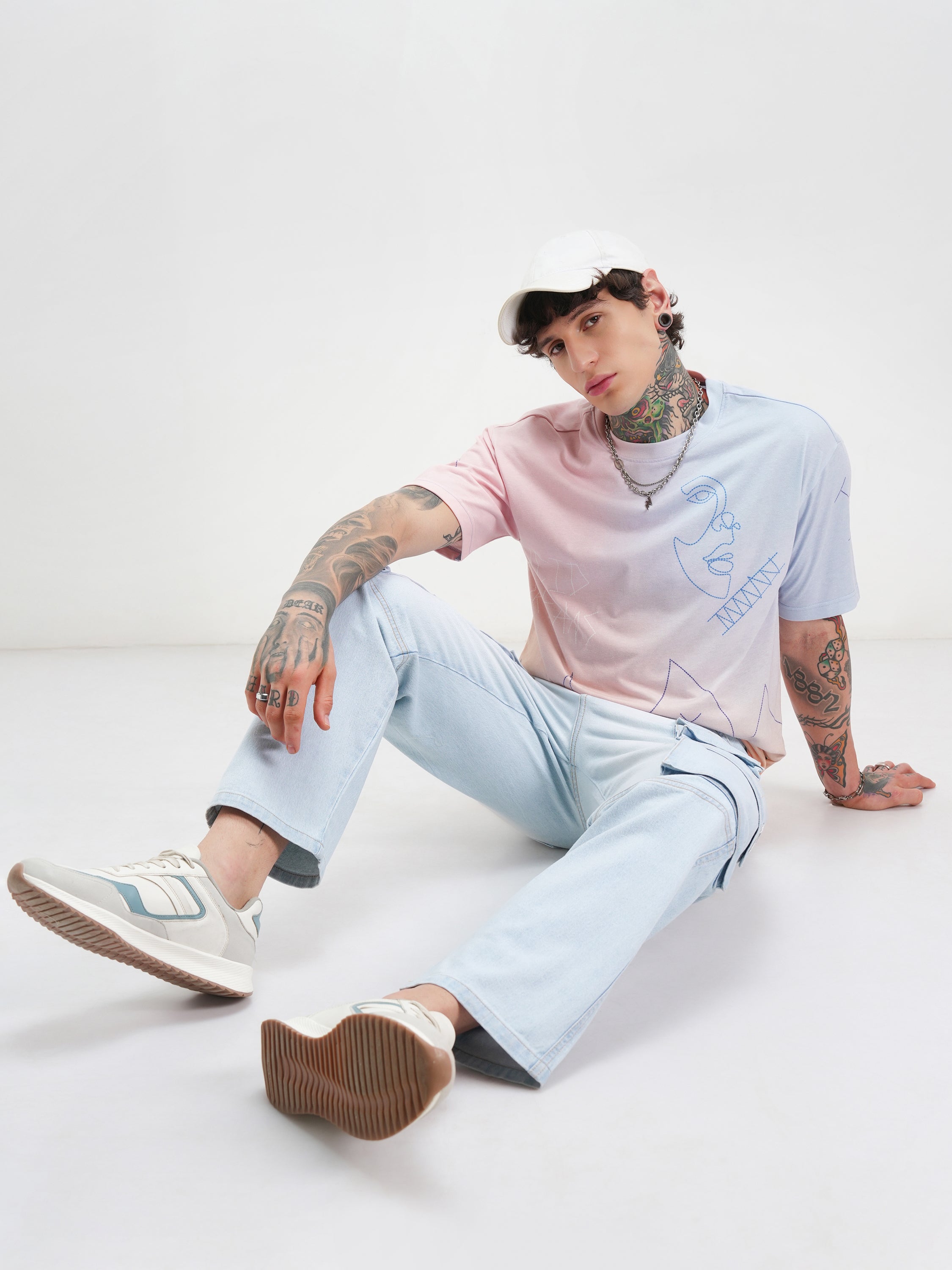 Highlander Men Multi Printed Round Neck Oversized Fit T-Shirt - Multi - Image 2