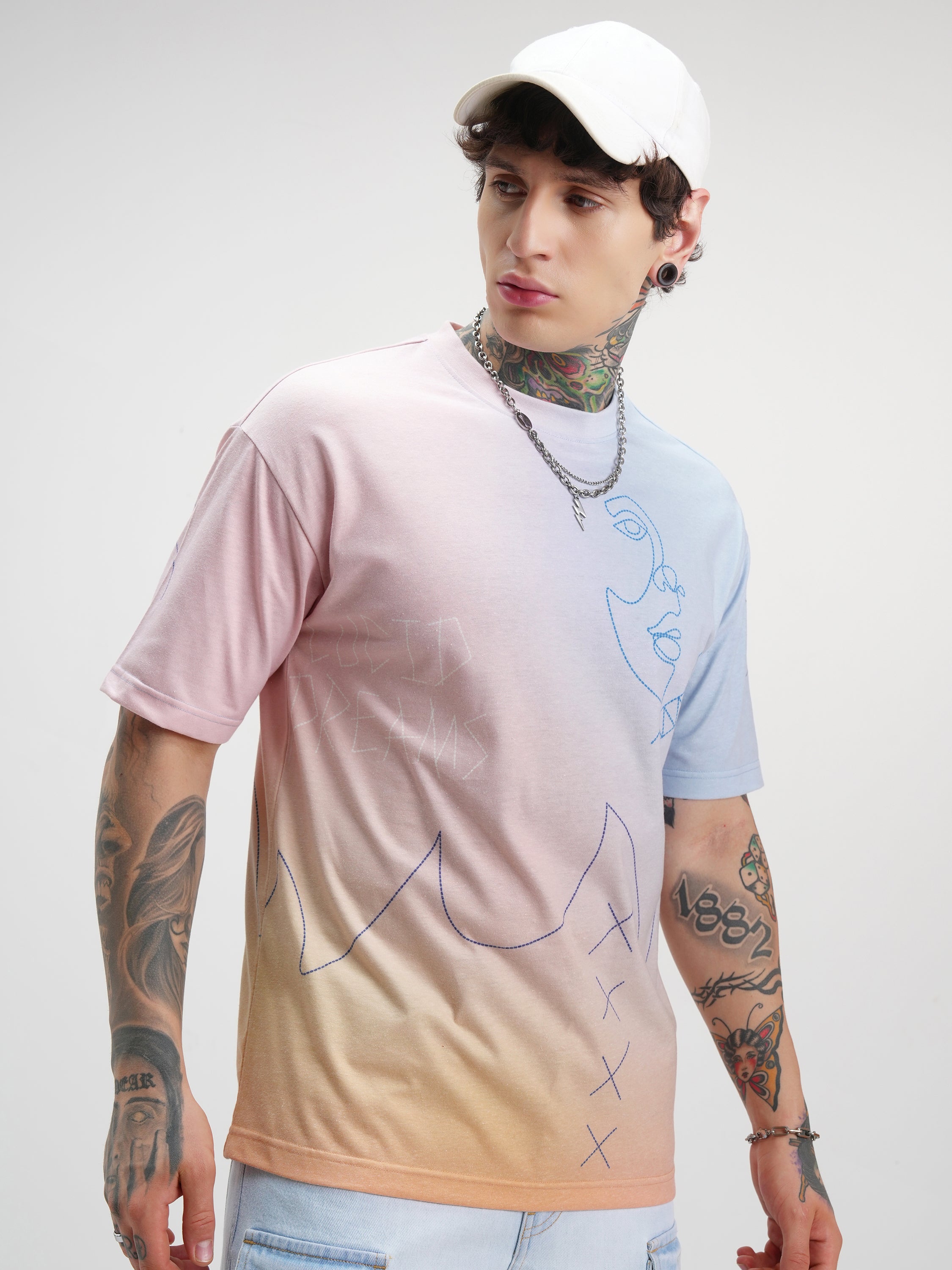 Highlander Men Multi Printed Round Neck Oversized Fit T-Shirt - Multi - Image 6