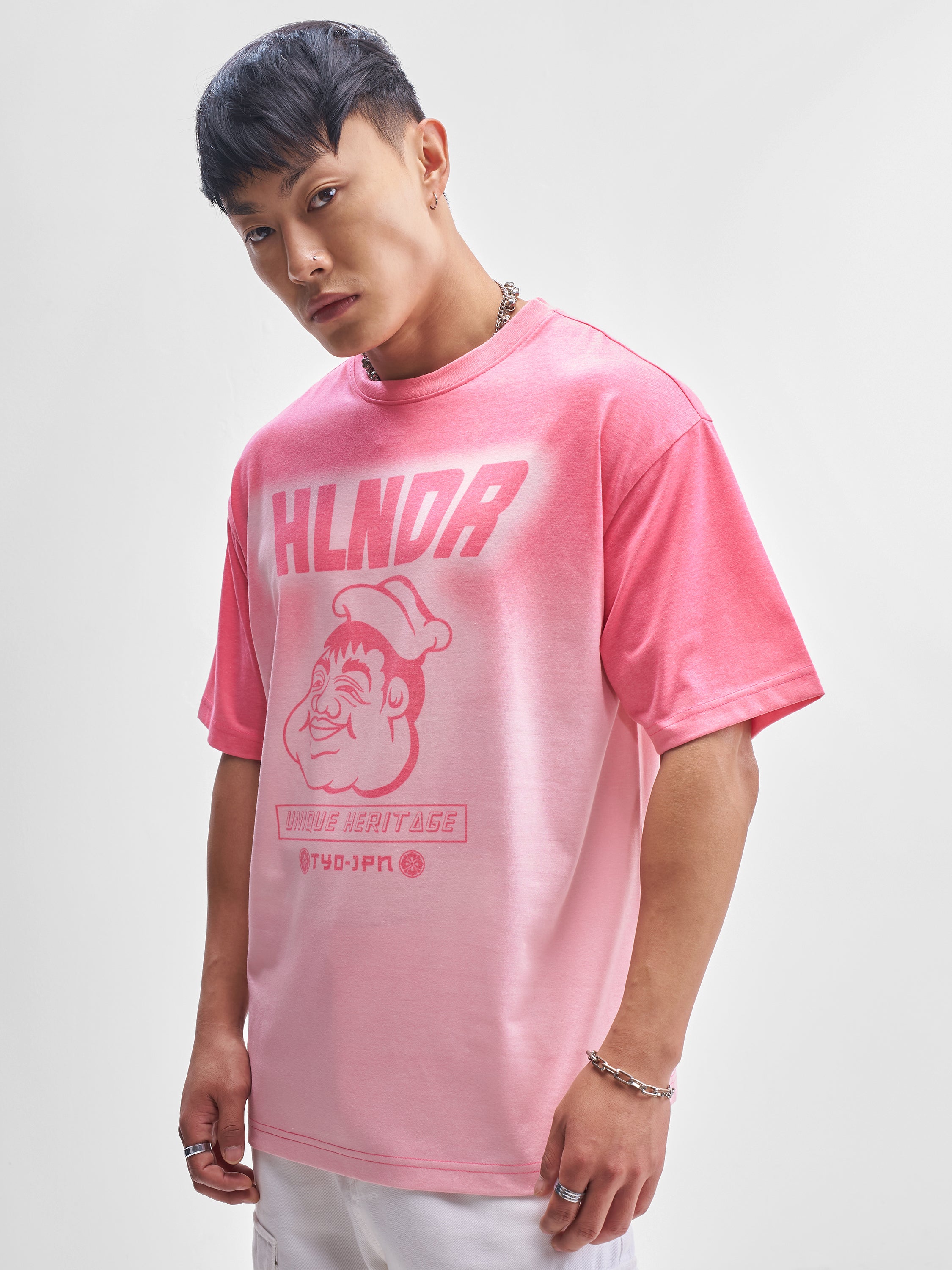 Highlander Men Pink Printed Round Neck T-Shirt - Pink - Image 4