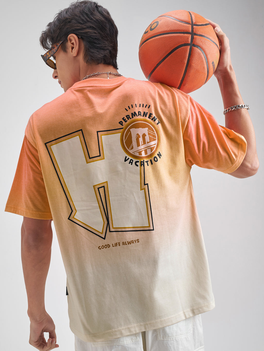 Highlander Men Orange Printed Round Neck T-Shirt - Orange - Image 1
