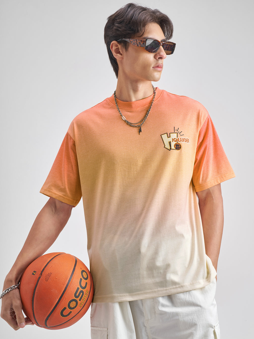 Highlander Men Orange Printed Round Neck T-Shirt - Orange - Image 4