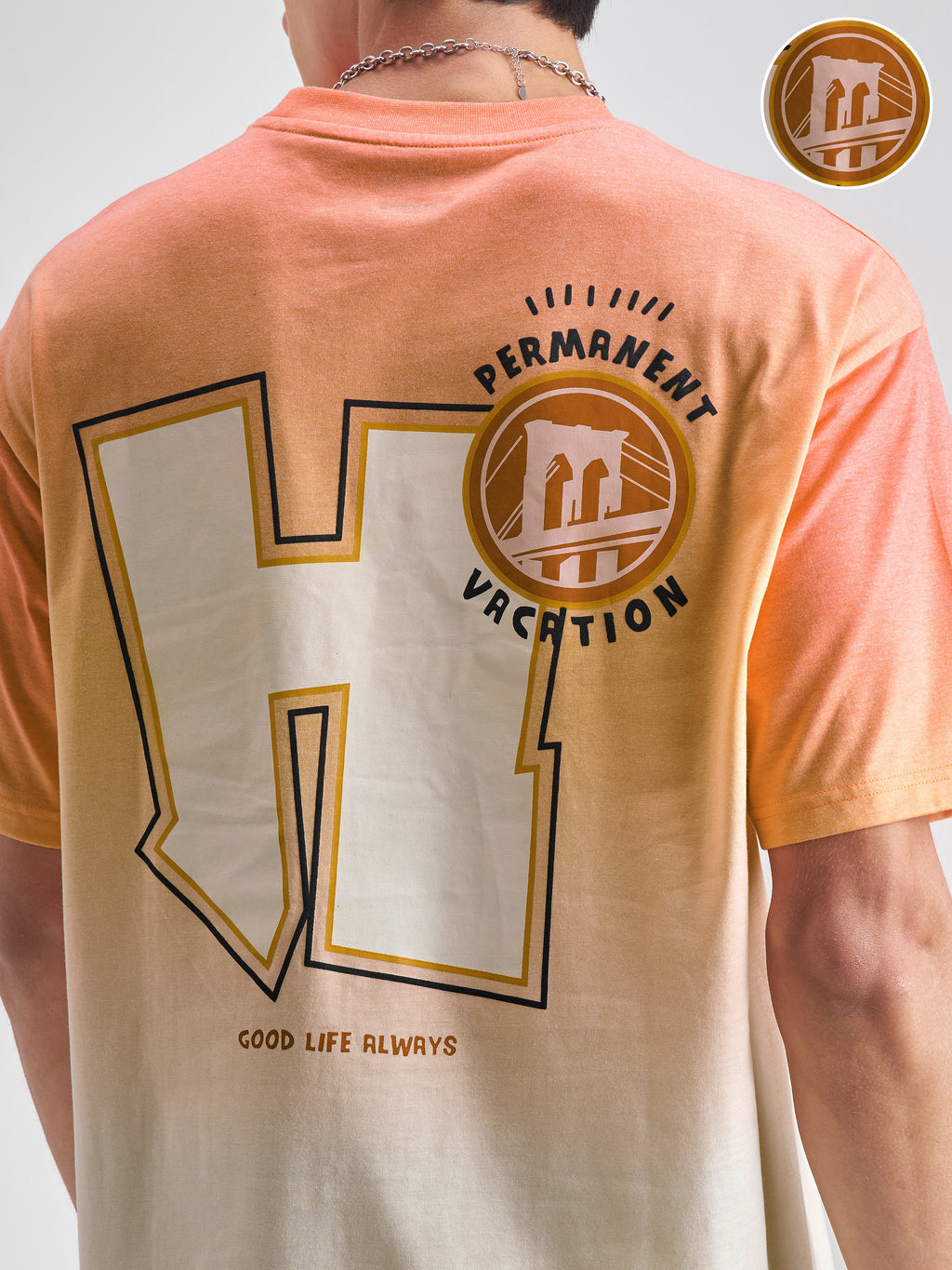 Highlander Men Orange Printed Round Neck T-Shirt - Orange - Image 5