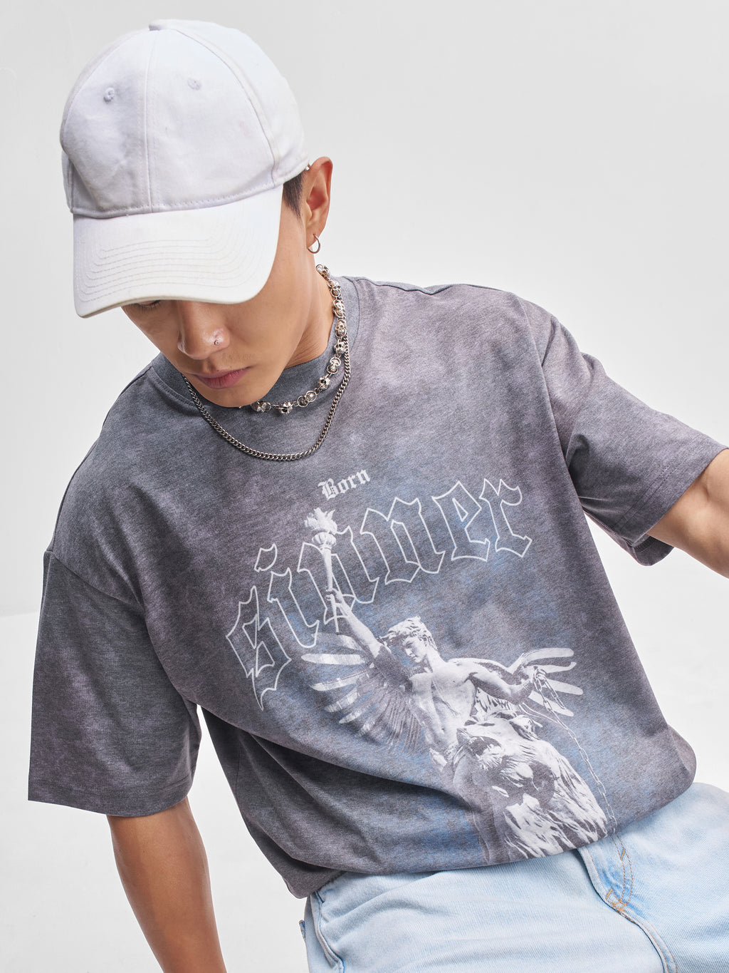 Highlander Men Grey Printed Round Neck T-Shirt - Grey - Image 1
