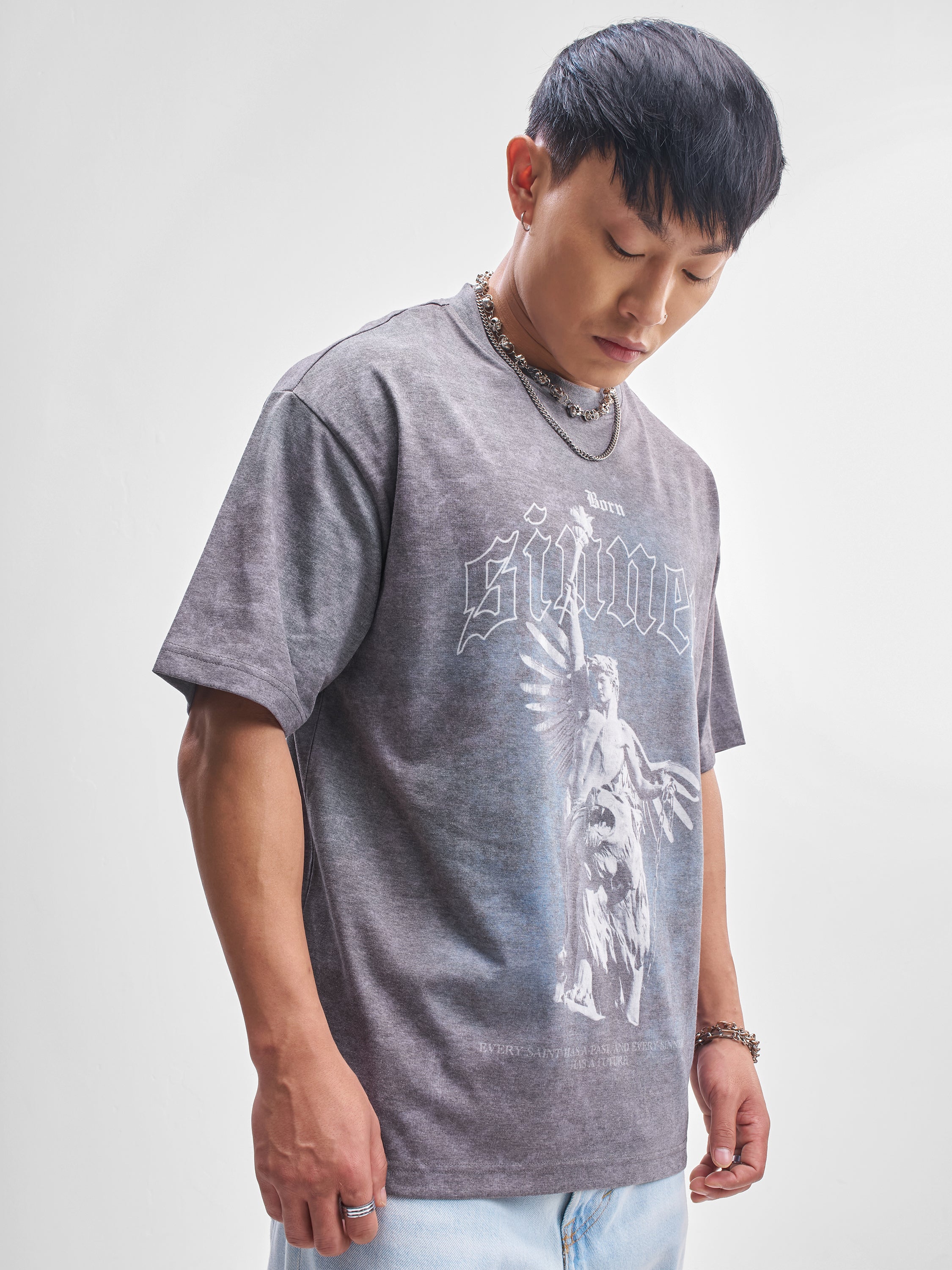 Highlander Men Grey Printed Round Neck T-Shirt - Grey - Image 6