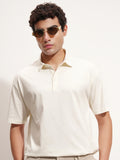 Highlander Men Off White Solid Polo Collar T-Shirt - Off White - Image 1