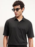 Highlander Men Black Solid Polo Collar T-Shirt - Black - Image 1