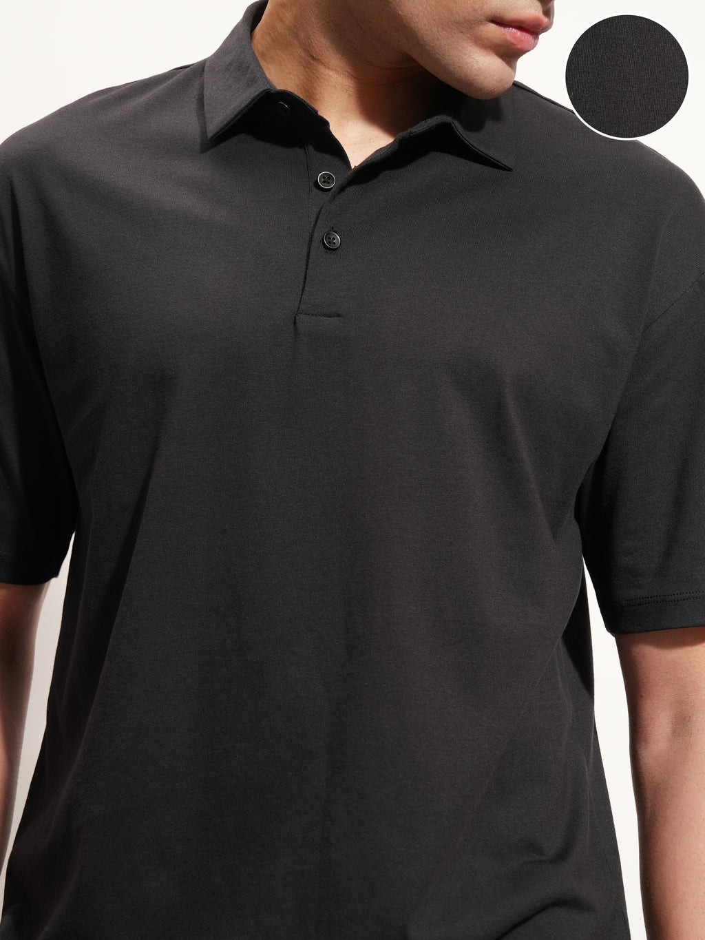 Highlander Men Black Solid Polo Collar T-Shirt - Black - Image 5
