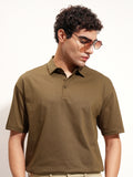Highlander Men Brown Solid Polo Collar T-Shirt - Brown - Image 1
