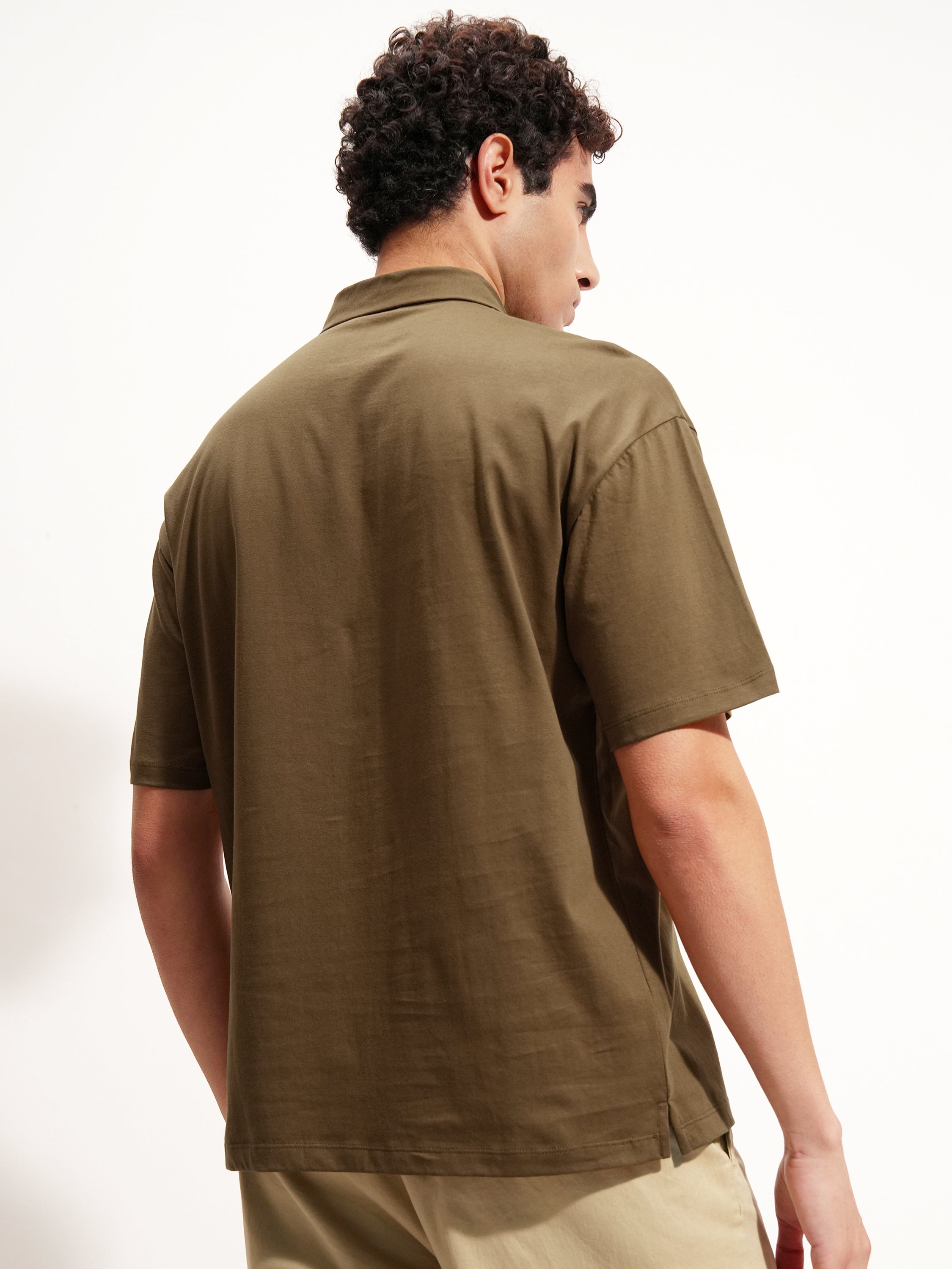 Highlander Men Brown Solid Polo Collar T-Shirt - Brown - Image 3