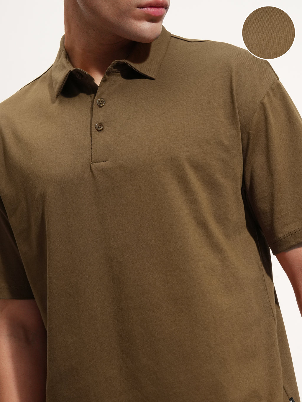 Highlander Men Brown Solid Polo Collar T-Shirt - Brown - Image 5