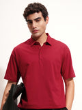 Highlander Men Maroon Solid Polo Collar T-Shirt - Maroon - Image 1