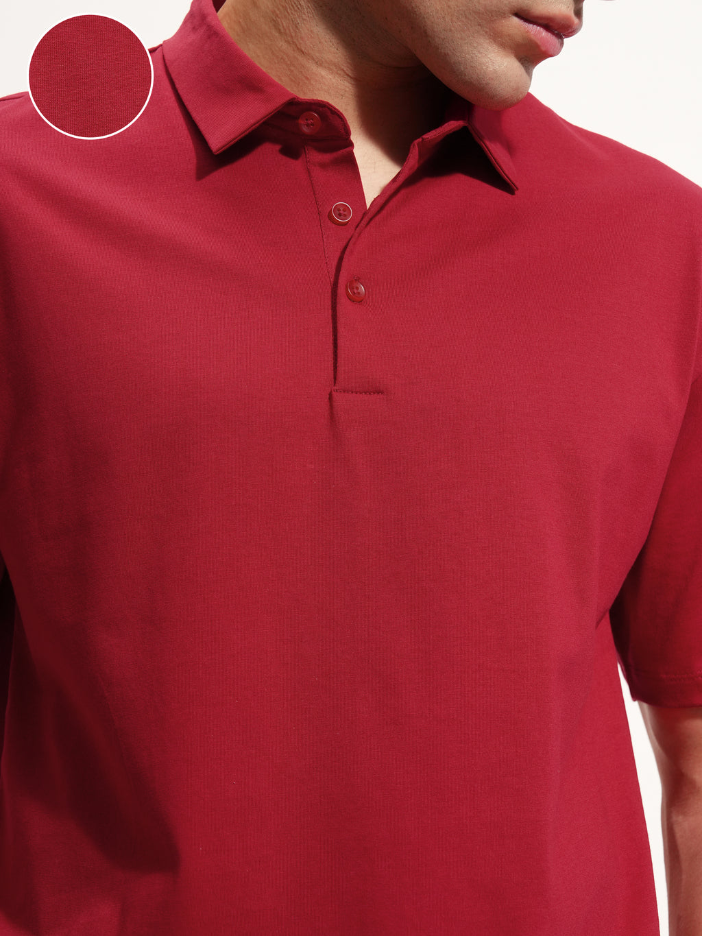 Highlander Men Maroon Solid Polo Collar T-Shirt - Maroon - Image 5