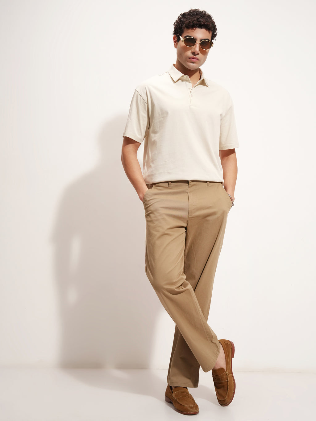 Highlander Men Cream Solid Polo Collar T-Shirt - Cream - Image 2