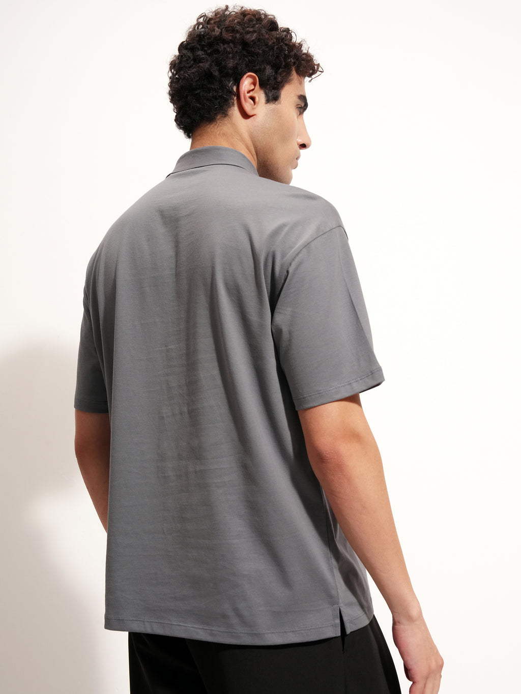 Highlander Men Grey Solid Polo Collar T-Shirt - Grey - Image 3