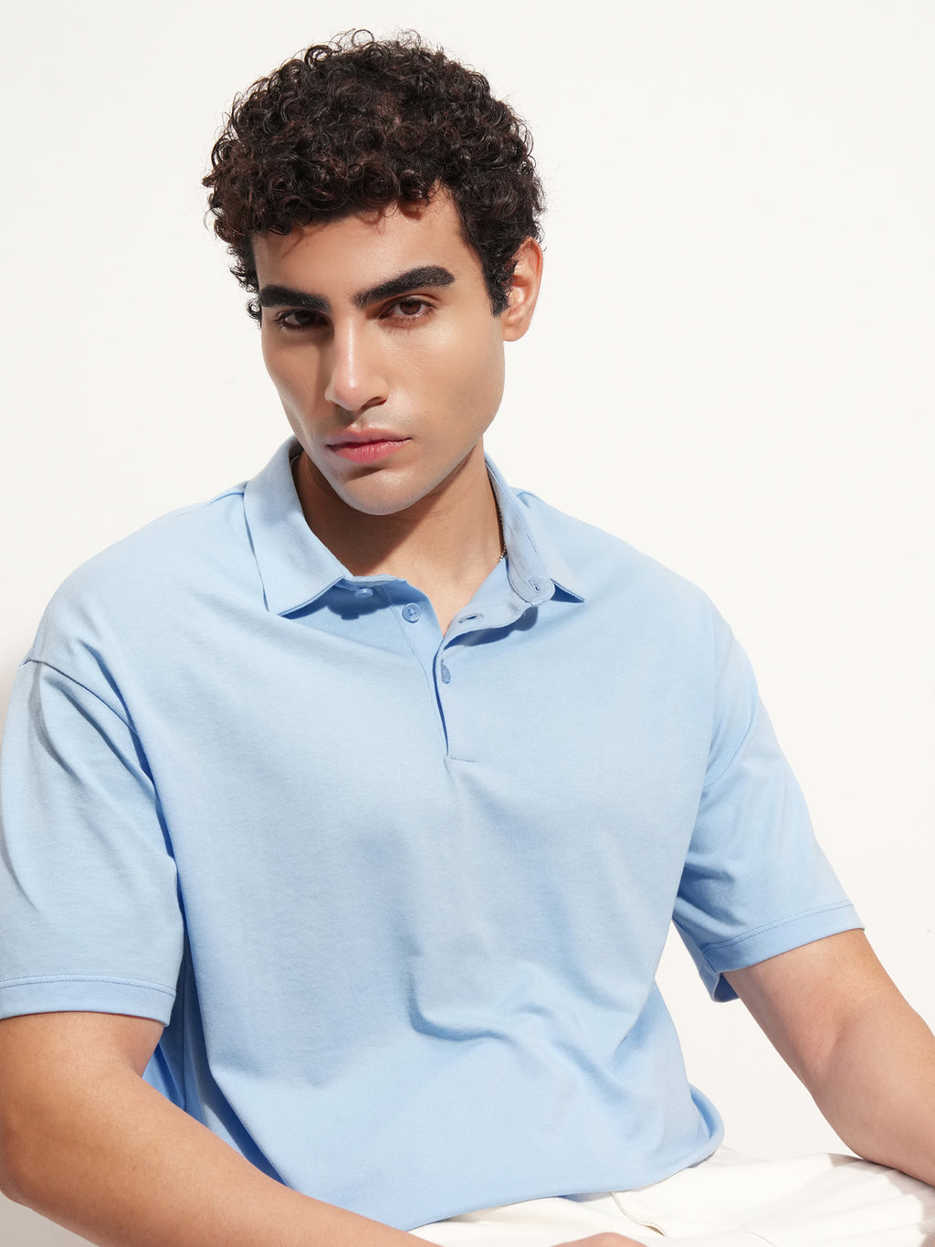 Highlander Men Blue Solid Polo Collar T-Shirt - Blue - Image 1